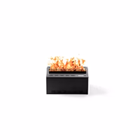 A black rectangular container with crispy fried food pieces arranged on top, set against a plain white background.