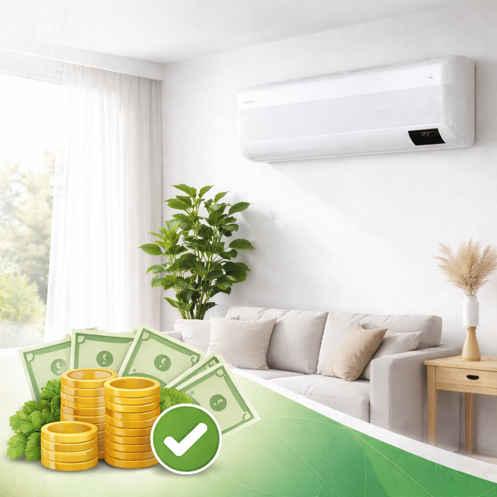 heat pump rebates Victoria BC 2026 modern heat pump system in home interior